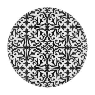 Planche À Découper Motif damassé Ikat - Noir et Blanc