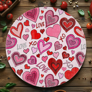Planche À Découper Motif d'amour de cœurs roses rouges mignons Blush
