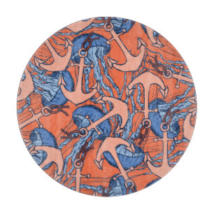 Planche À Découper Motif d'Ancre et de méduses