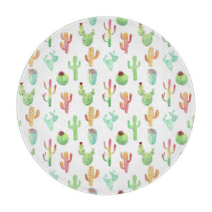 Planche À Découper Motif d'aquarelle Cactus Pastel