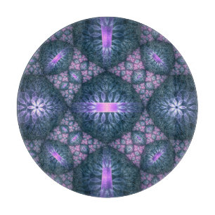 Planche À Découper motif d'art fractal 3D Turquoise violet rose
