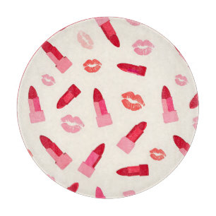 Planche À Découper Motif de baiser au rouge à lèvres rose