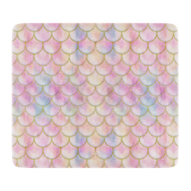 Planche À Découper Motif de balance de sirène Pastel Iridescente (Devant)