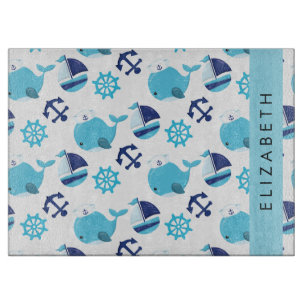 Planche À Découper Motif De Baleines, Baleines Bleues, Votre Nom