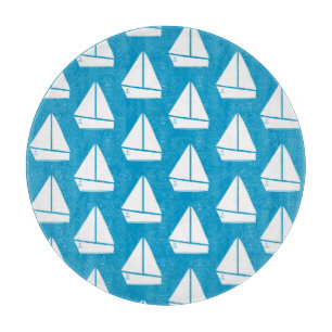 Planche À Découper Motif de bateau à voile bleu clair