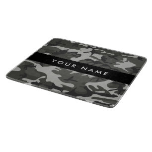Planche À Découper Motif de camouflage gris, Votre nom, Personnaliser