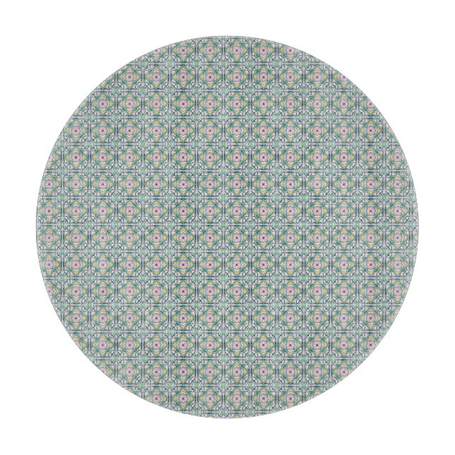 Planche À Découper Motif de carreaux rose et bleu (Devant)