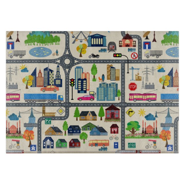 Planche À Découper Motif de carte de ville (Devant)