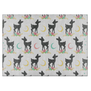 Planche À Découper Motif de cerfs, Cerf de bébé, Boho, Fleurs, Lune