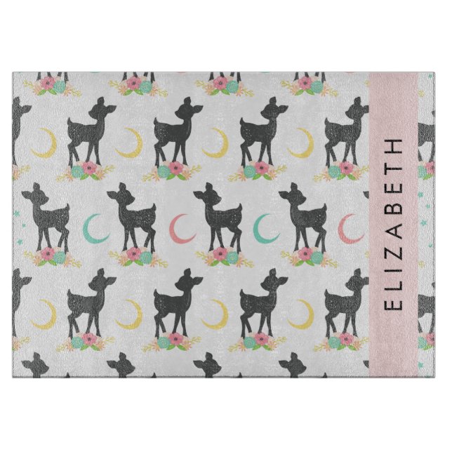 Planche À Découper Motif de cerfs, Cerf de bébé, Boho, Fleurs, Votre  (Devant)