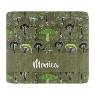 Planche À Découper Motif de champignons verts et noirs