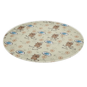 Planche À Découper motif de chat et de poissons