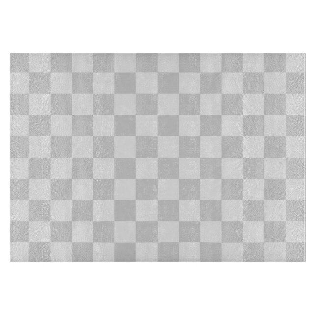 Planche À Découper Motif de chèques gris clair et blanc (Devant)