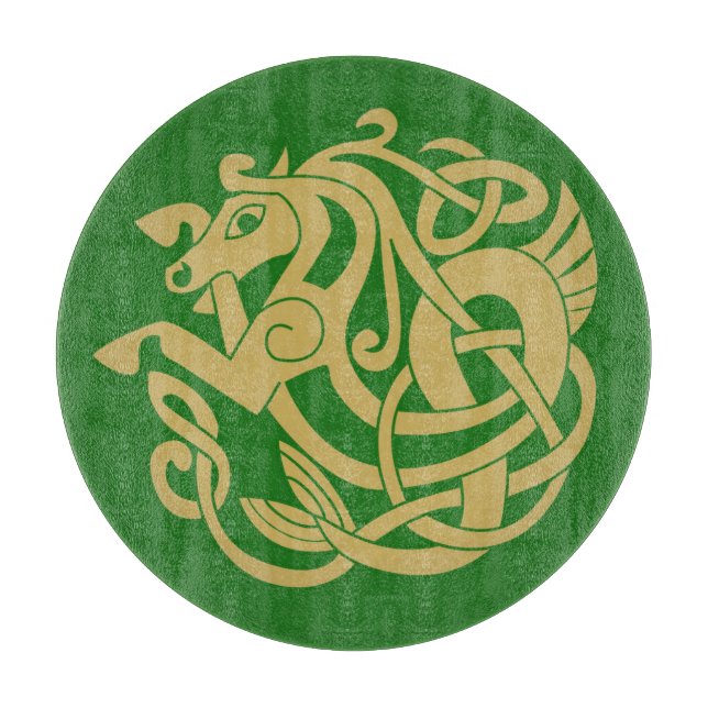 Planche À Découper Motif de Cheval Celte d'or (Devant)