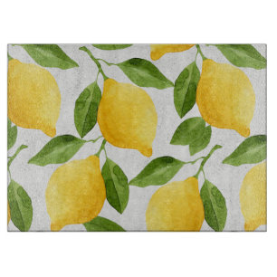 Planche À Découper Motif de citrons d'aquarelle