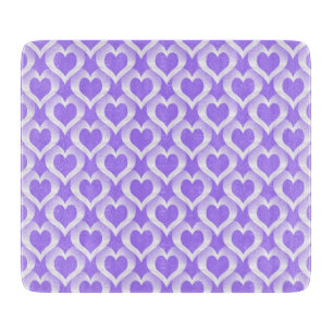 Planche À Découper Motif de cœurs blancs violets