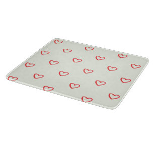 Planche À Découper Motif de cœurs rouges, Mignon, Amour