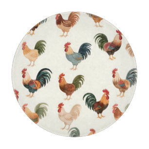 Planche À Découper Motif de coq vintage style de ferme