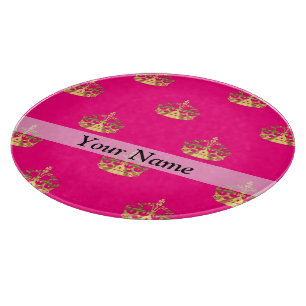 Planche À Découper Motif de couronne rose et or
