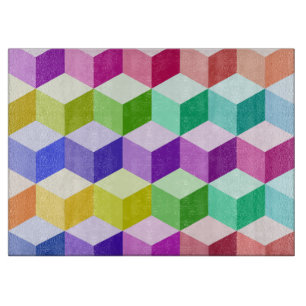 Planche À Découper Motif de cube multicolore