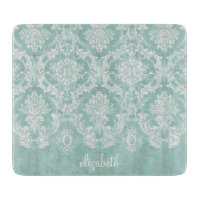 Motif de Damas Vintage bleu glace avec finition gr