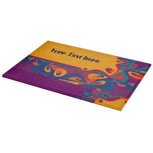 Planche À Découper Motif de design graphique - orange violet + votre