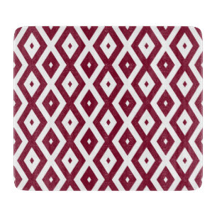 Planche À Découper Motif de diamants de Bourgogne et blanc