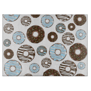Planche À Découper Motif De Donuts, Donuts Bleus, Donuts Brown