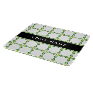 Planche À Découper Motif de feuille, Feuilles vertes, Votre nom