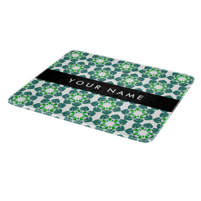 Planche À Découper Motif de feuille, feuilles vertes, votre nom (Coin)