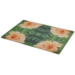 Planche À Découper Motif de fleur orange de ketmie