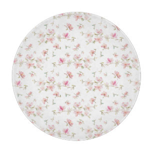 Planche À Découper Motif de fleur rose mou d'aquarelle