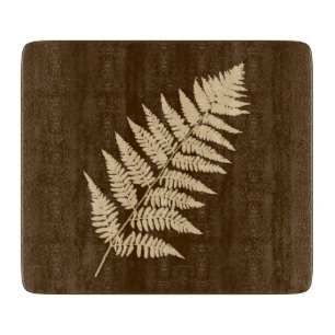 Planche À Découper Motif de fougère boisée, Brown et beige