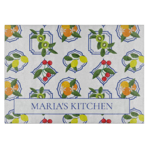 Planche À Découper Motif de fruits méditerranéens pour cuisine