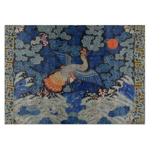 Planche À Découper Motif de grue chinoise vintage : bleu impérial