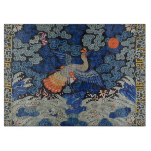 Planche À Découper Motif de grue chinoise vintage : bleu impérial