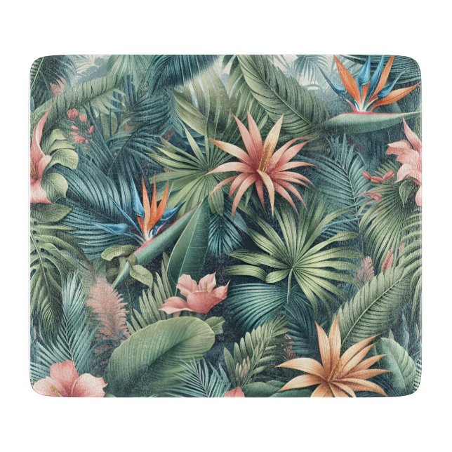 Planche À Découper Motif de la jungle tropicale vibrante (Devant)