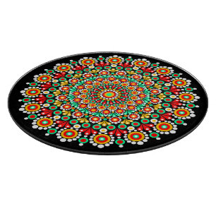 Planche À Découper Motif de mandala coloré boho point
