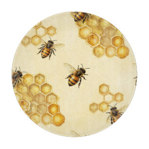 Planche À Découper Motif de nid d'abeille au miel à l'aquarelle