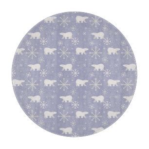 Planche À Découper Motif de Noël avec ours polaires et flocons de nei