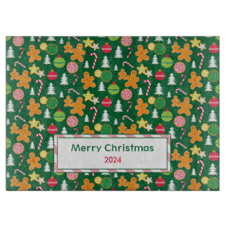 Planche À Découper Motif de pain d'épices de Noël avec voeux et année