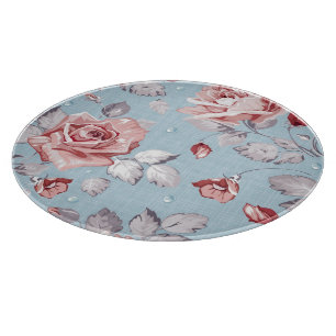 Planche À Découper Motif de papier peint d'élégance des roses roses