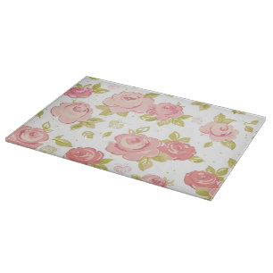 Planche À Découper Motif de papier peint d'élégance des roses roses