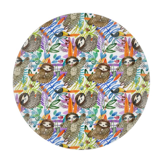 Planche À Découper Motif de paresse d'aquarelle de bande dessinée (Devant)