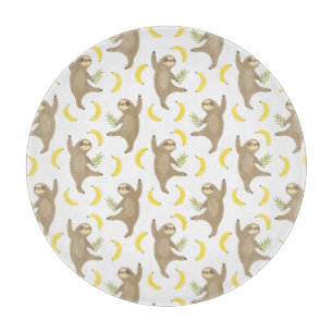 Planche À Découper Motif de paresses et de bananes