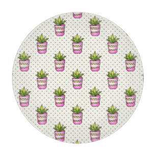 Planche À Découper Motif de point Polka Succulent Aquarelle