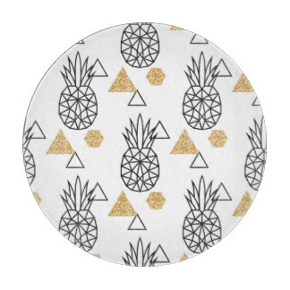 Planche À Découper Motif de points d'or géométriques à ananas.