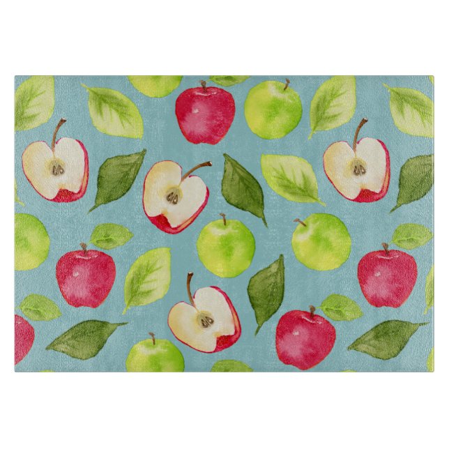 Planche À Découper Motif de pommes d'aquarelle (Devant)