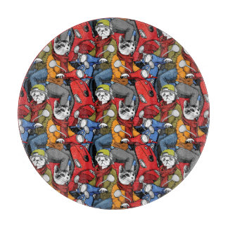 Planche À Découper Motif de scooter de chats et de chiens