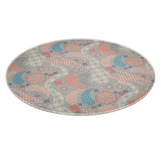 Planche À Découper motif de style japonais. Illustration. (Coin)